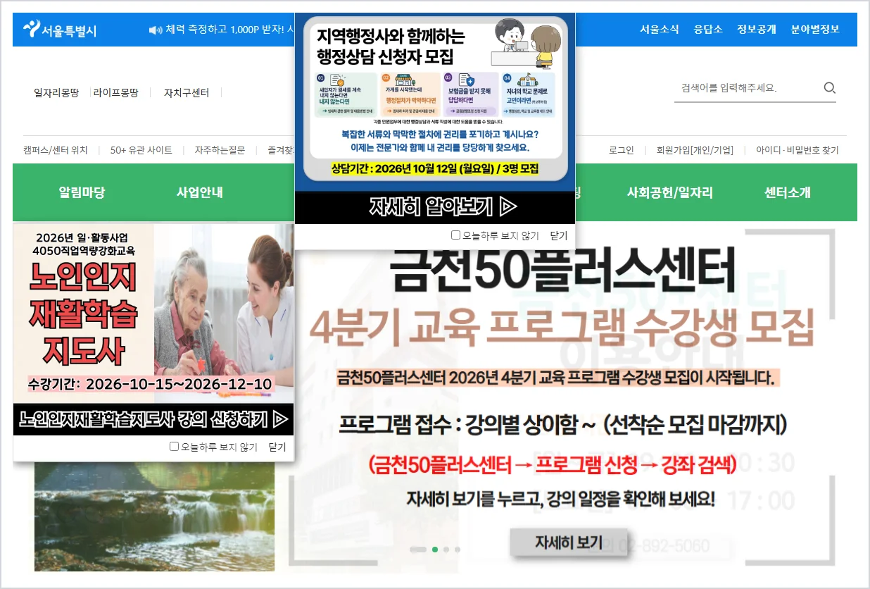금천50플러스센터 홈페이지 바로가기 (https://50plus.or.kr/gch/)