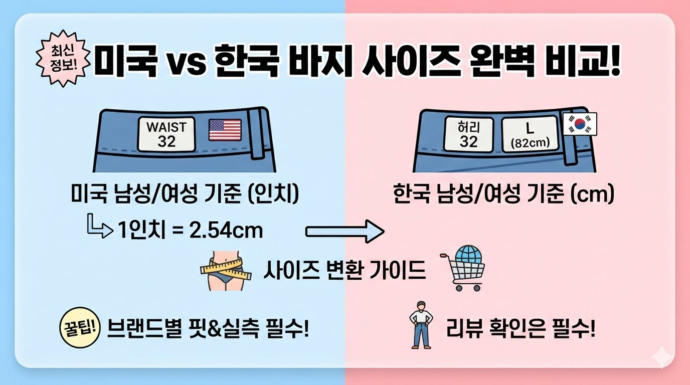 미국 바지 사이즈와 한국 허리사이즈는 어떻게 볼까요