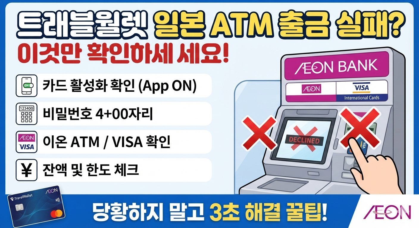 트래블월렛 일본 ATM에서 출금이 안 되면 무엇을 확인할까요