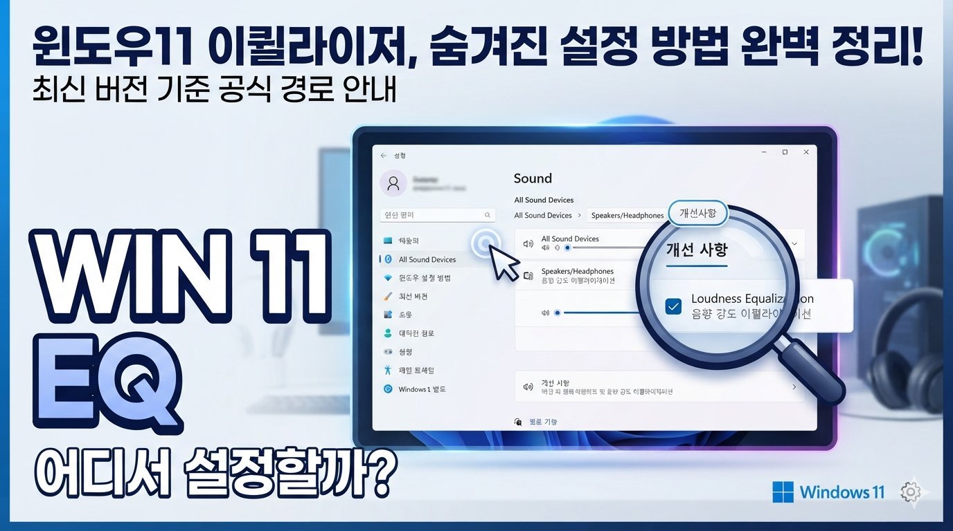 윈도우11 이퀄라이저는 어디서 설정할까요