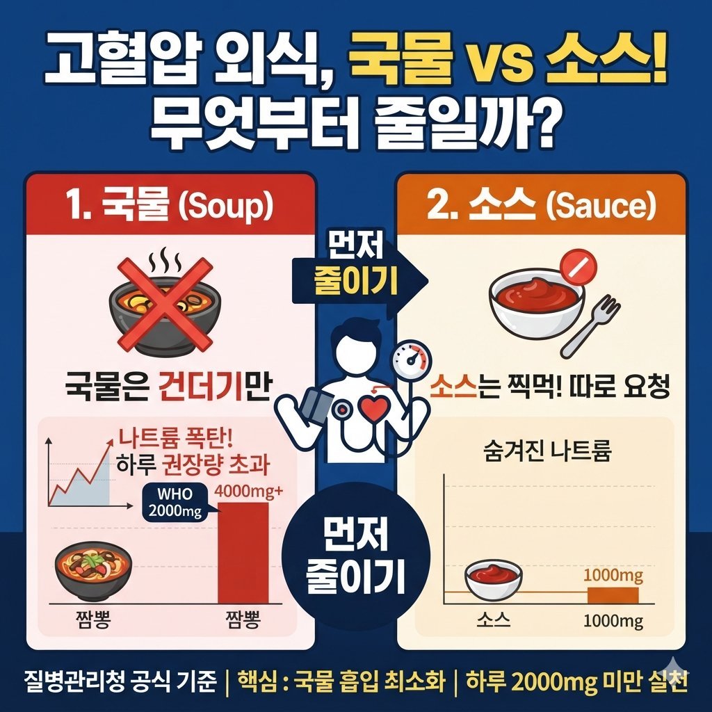 고혈압 환자가 외식할 때 국물과 소스 중 무엇부터 줄일까요