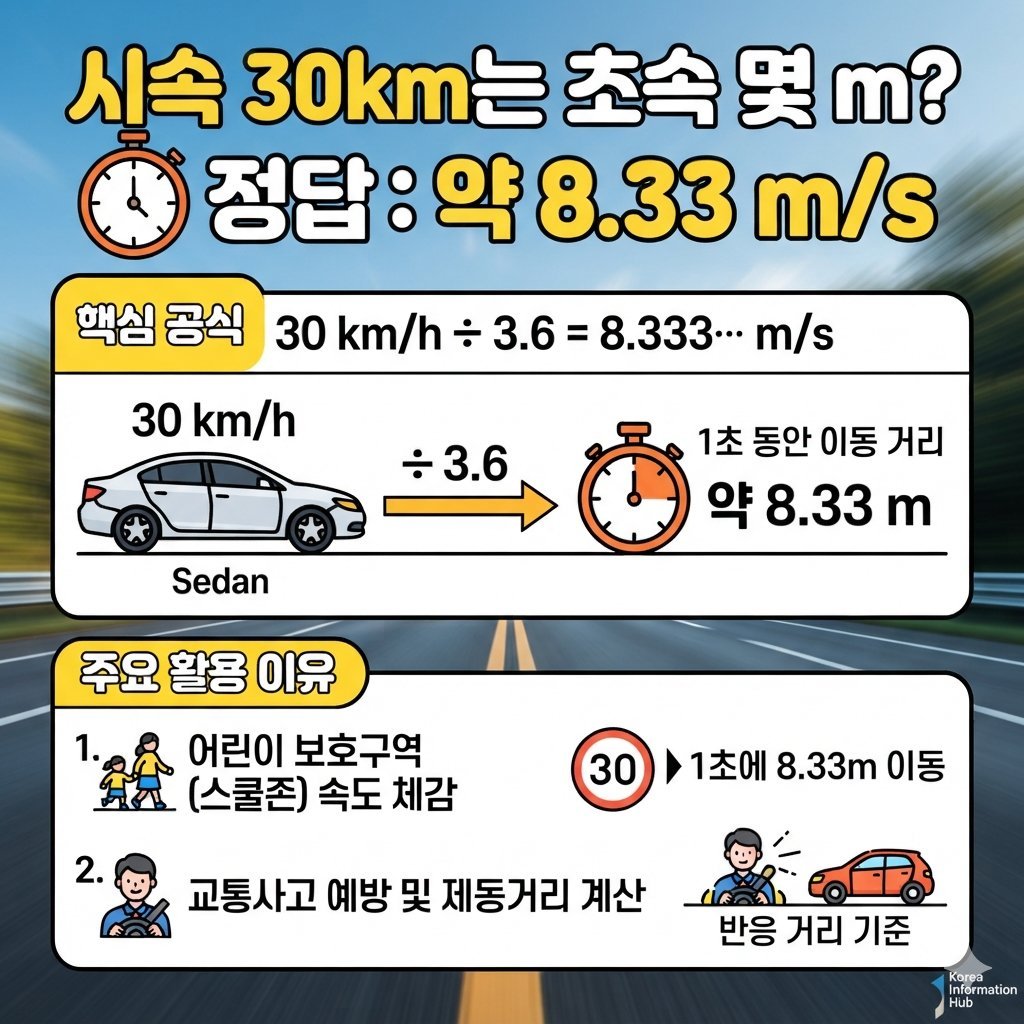 시속 30km는 초속 몇 m일까요?