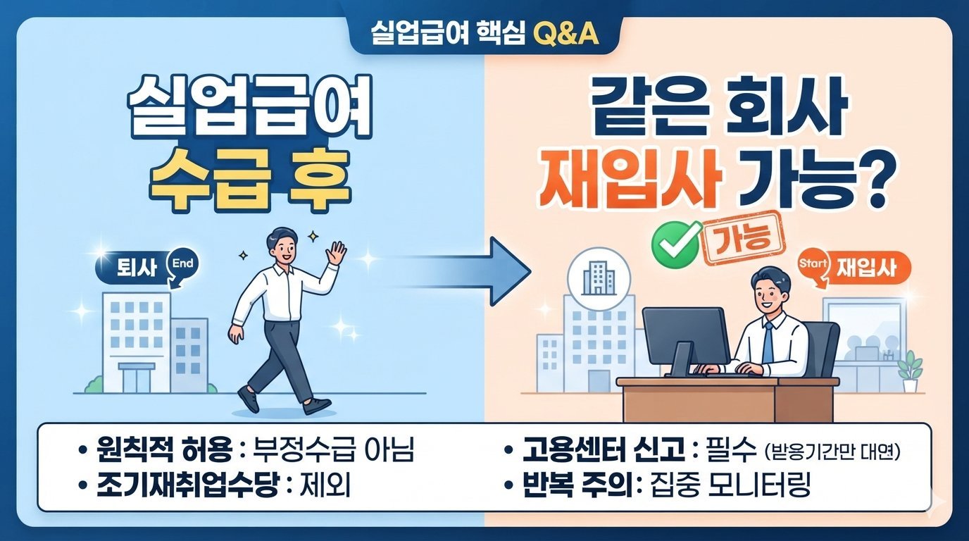 실업급여 수급 후 같은 회사에 다시 입사해도 될까?